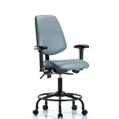 Ergonomic Multifunction Task Chair: Vinyl, 27-3/4" Seat Height, Storm