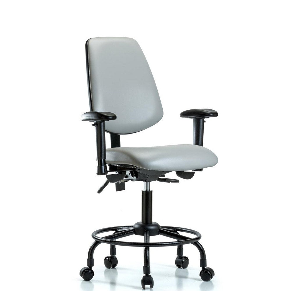 Ergonomic Multifunction Task Chair: Vinyl, 27-3/4" Seat Height, Dove Gray