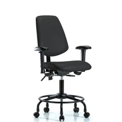 Ergonomic Multifunction Task Chair: Vinyl, 27-3/4" Seat Height, Black