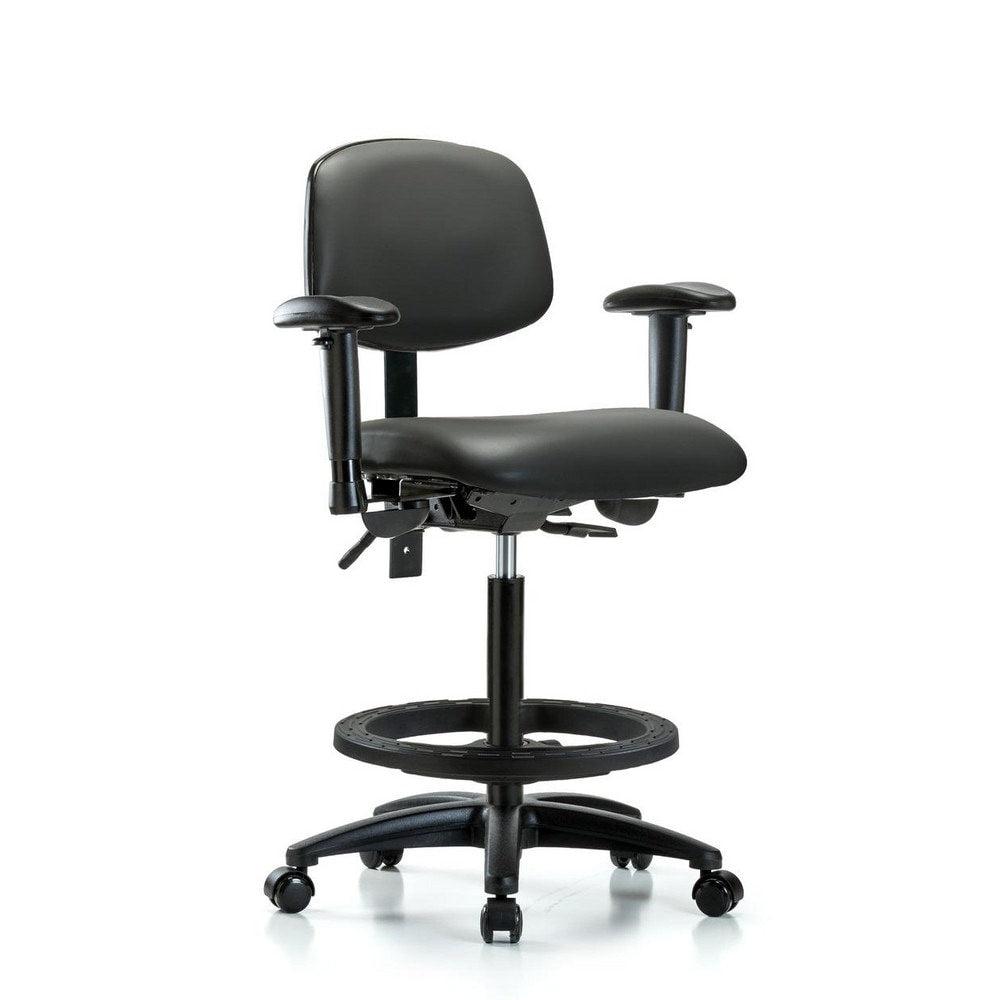 Ergonomic Multifunction Task Chair: Vinyl, 34-1/2" Seat Height, Carbon