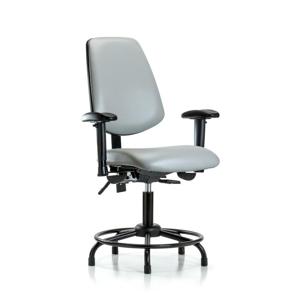 Ergonomic Multifunction Task Chair: Vinyl, 25-3/4" Seat Height, Dove Gray