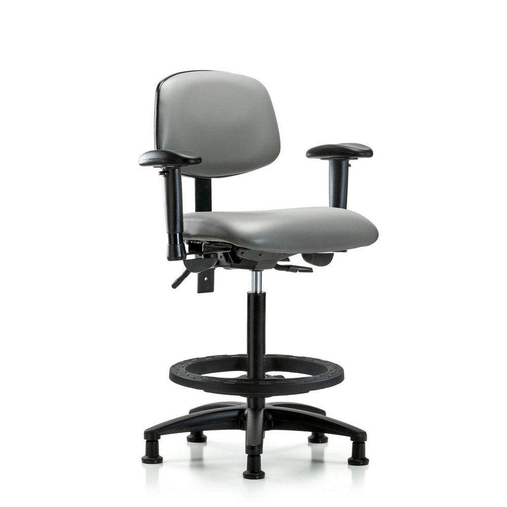 Ergonomic Multifunction Task Chair: Vinyl, 34-1/2" Seat Height, Sterling