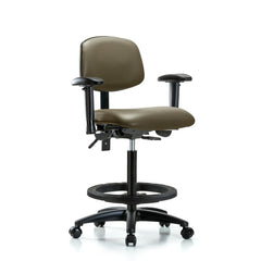 Ergonomic Multifunction Task Chair: Vinyl, 34-1/2" Seat Height, Taupe