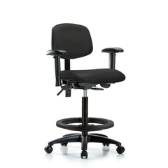 Ergonomic Multifunction Task Chair: Vinyl, 34-1/2" Seat Height, Black