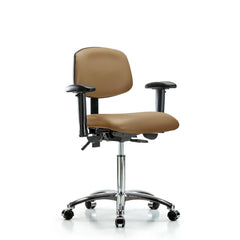 Ergonomic Multifunction Task Chair: Vinyl, 29" Seat Height, Taupe