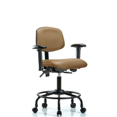 Ergonomic Multifunction Task Chair: Vinyl, 27-3/4" Seat Height, Taupe