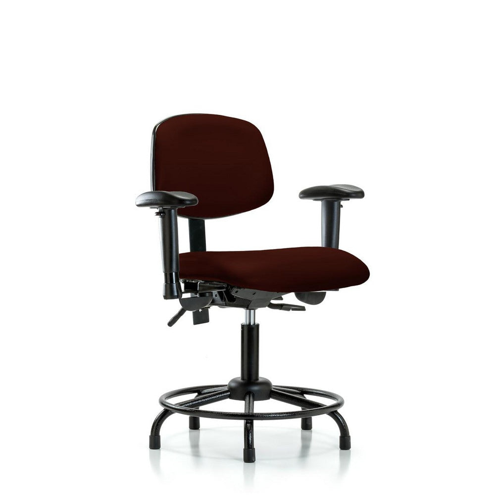 Ergonomic Multifunction Task Chair: Vinyl, 25-3/4" Seat Height, Burgundy