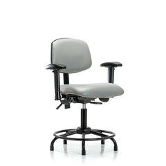 Ergonomic Multifunction Task Chair: Vinyl, 25-3/4" Seat Height, Dove Gray