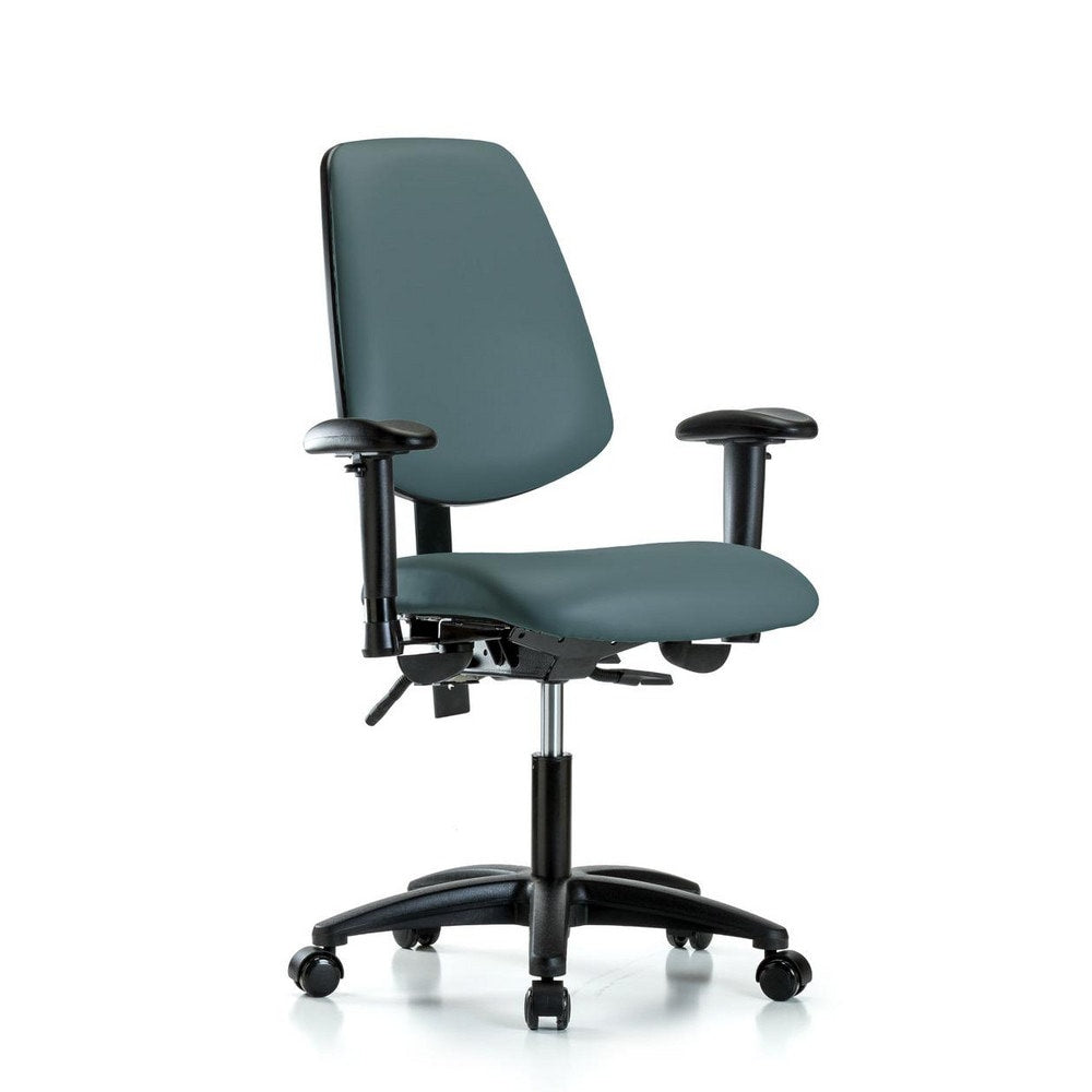 Ergonomic Multifunction Task Chair: Vinyl, 23" Seat Height, Colonial Blue