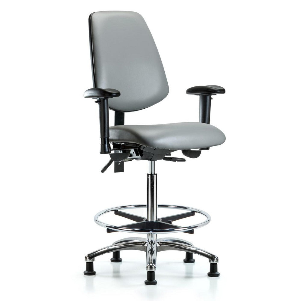 Ergonomic Multifunction Task Chair: Vinyl, 36" Seat Height, Sterling