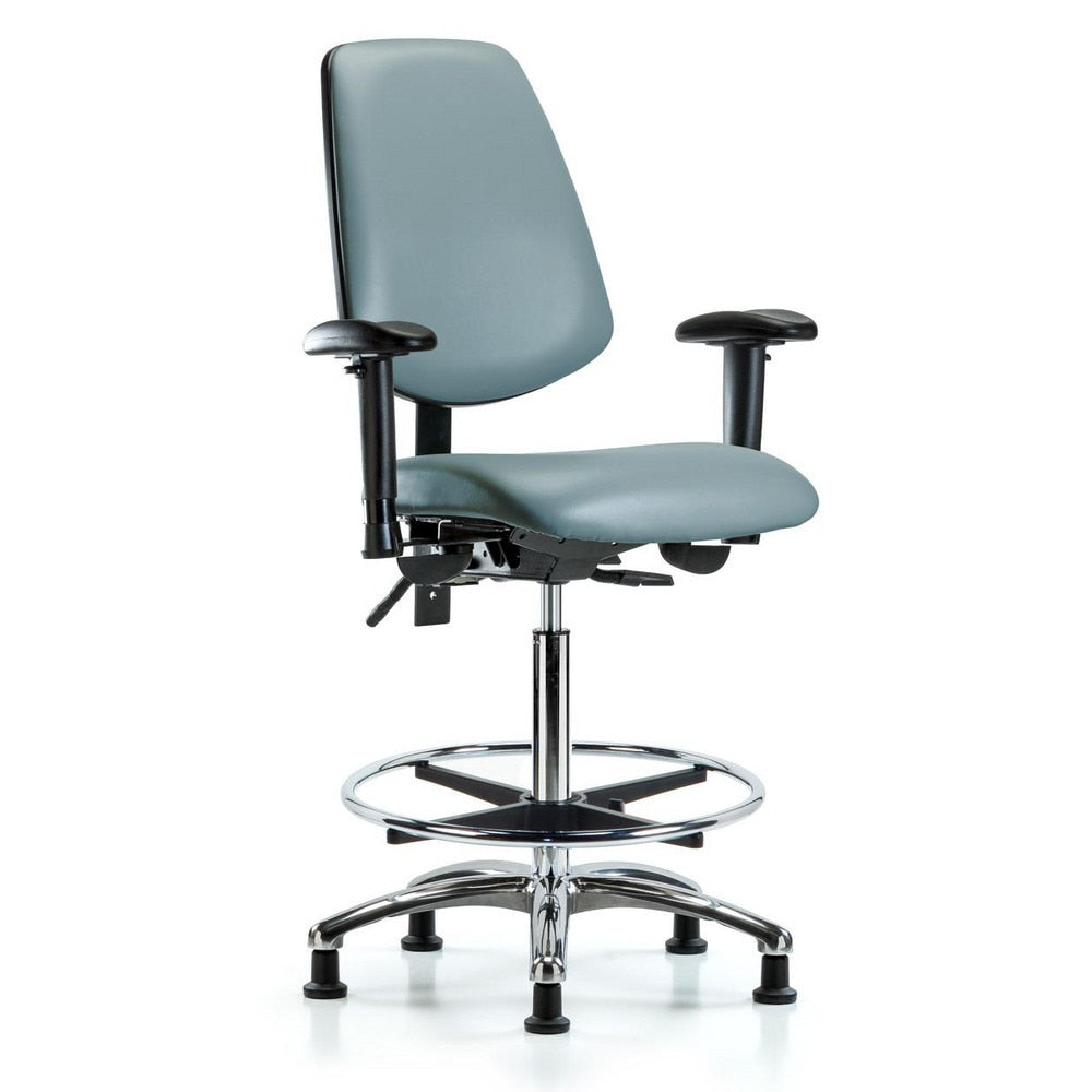 Ergonomic Multifunction Task Chair: Vinyl, 36" Seat Height, Storm