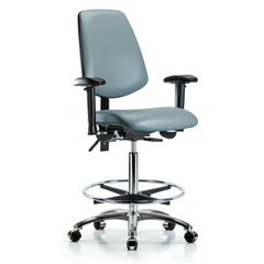 Ergonomic Multifunction Task Chair: Vinyl, 36" Seat Height, Storm