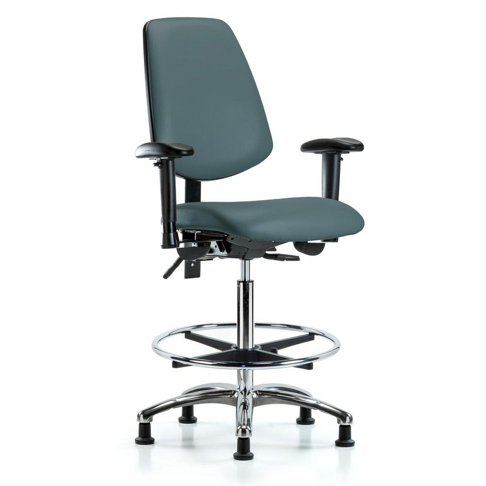 Ergonomic Multifunction Task Chair: Vinyl, 36" Seat Height, Colonial Blue