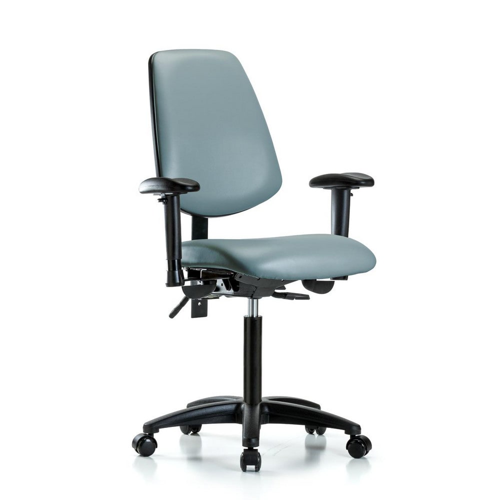 Ergonomic Multifunction Task Chair: Vinyl, 28-1/2" Seat Height, Storm