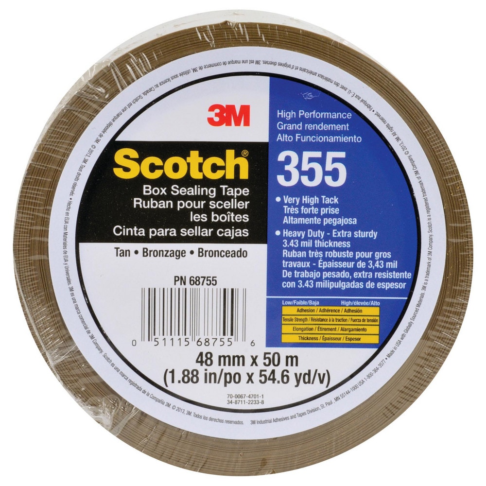 Box Sealing & Label Protection Tape; Tape Number: 355; Thickness (mil): 2; Length (Yards