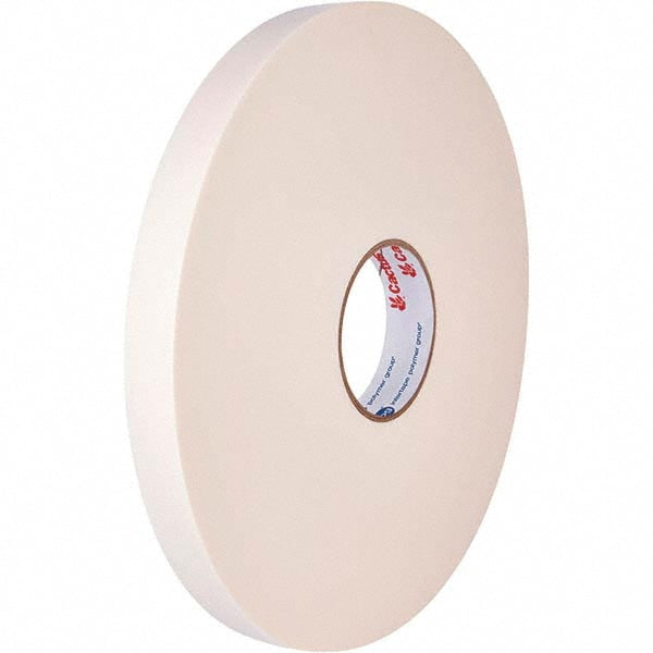 White Double-Sided Polyethylene Foam Tape: 12 mm Wide, 33 m Long, 6 mil Thick, Acrylic Adhesive