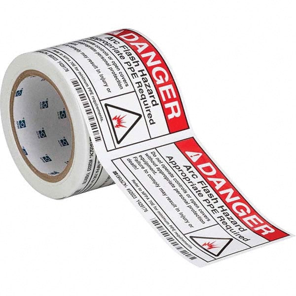 Label Maker Label: Black & Red on White, Polyester, 100 per Roll