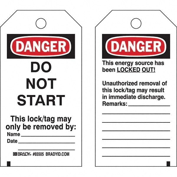 Do Not Operate Tag: 5-3/4" High, 3" Wide, Polyester, "DANGER"