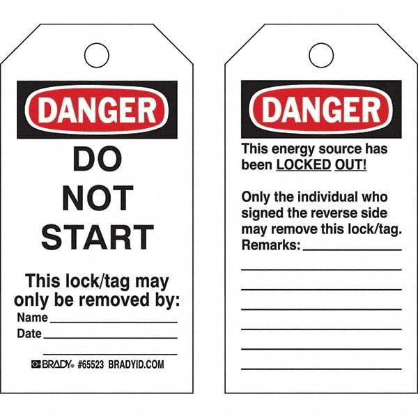 Do Not Operate Tag: 5-3/4" High, 3" Wide, Paper, "DANGER"