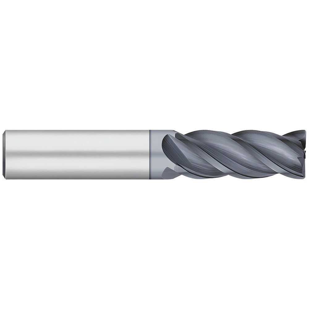 Corner Radius End Mill: 3/8" Dia, 2" LOC, 0.0300" Radius, 4 Flute, Solid Carbide