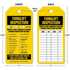 Inspection Tag: Rectangle, 6-1/4" High, Synthetic Paper, "Forkliftspection"