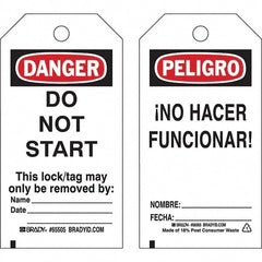 Do Not Operate Tag: 5-3/4" High, 3" Wide, Polyester, "DANGER"