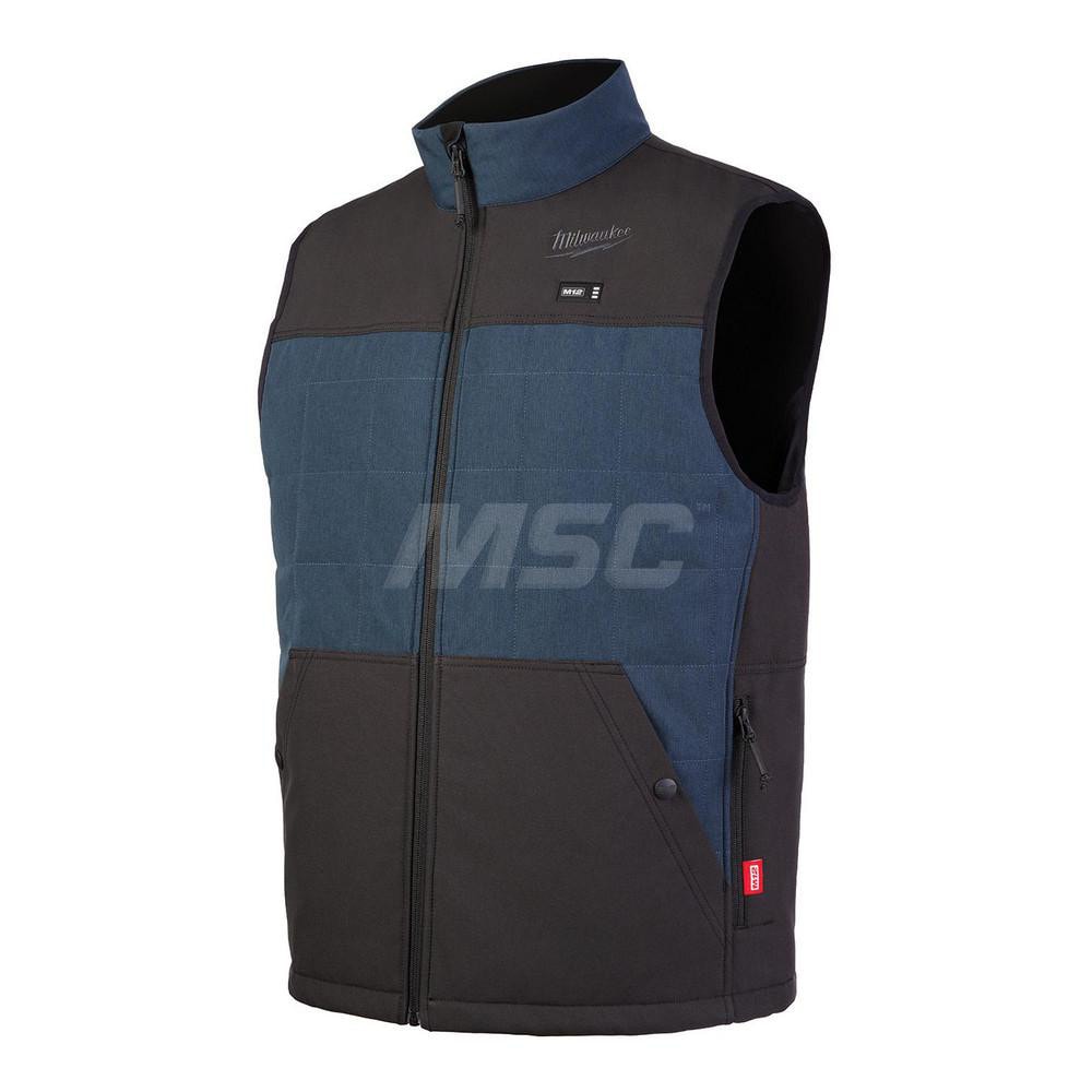 Work Vest: Size Medium, Polyester, Zipper Closure