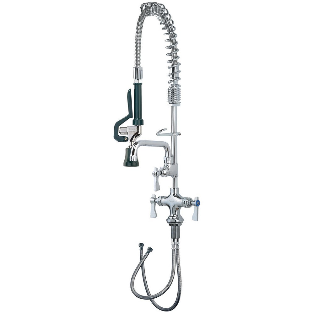 Kitchen & Bar Faucets; Type: Deck Mount Pre-Rinse; Style: Pre-Rinse; Mount: Deck; Design: Base Mounted; Handle Type: Lever; Spout Type: Swing Spout/Nozzle; Mounting Centers: Single Hole; Finish/Coating: Chrome Plated Brass; Type: Deck Mount Pre-Rinse; Spe