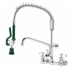 Kitchen & Bar Faucets; Type: Wall Mount Pre-Rinse; Style: Pre-Rinse; Mount: Wall; Design: Wall Mount; Handle Type: Lever; Spout Type: Swing Spout/Nozzle; Mounting Centers: 8; Finish/Coating: Chrome Plated Brass; Type: Wall Mount Pre-Rinse; Special Item In