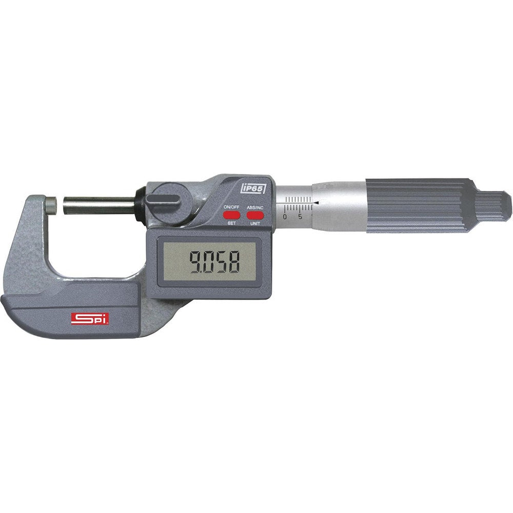 Electronic Outside Micrometer: 5" Min, 66 mm Max, Carbide-Tipped Face, IP65