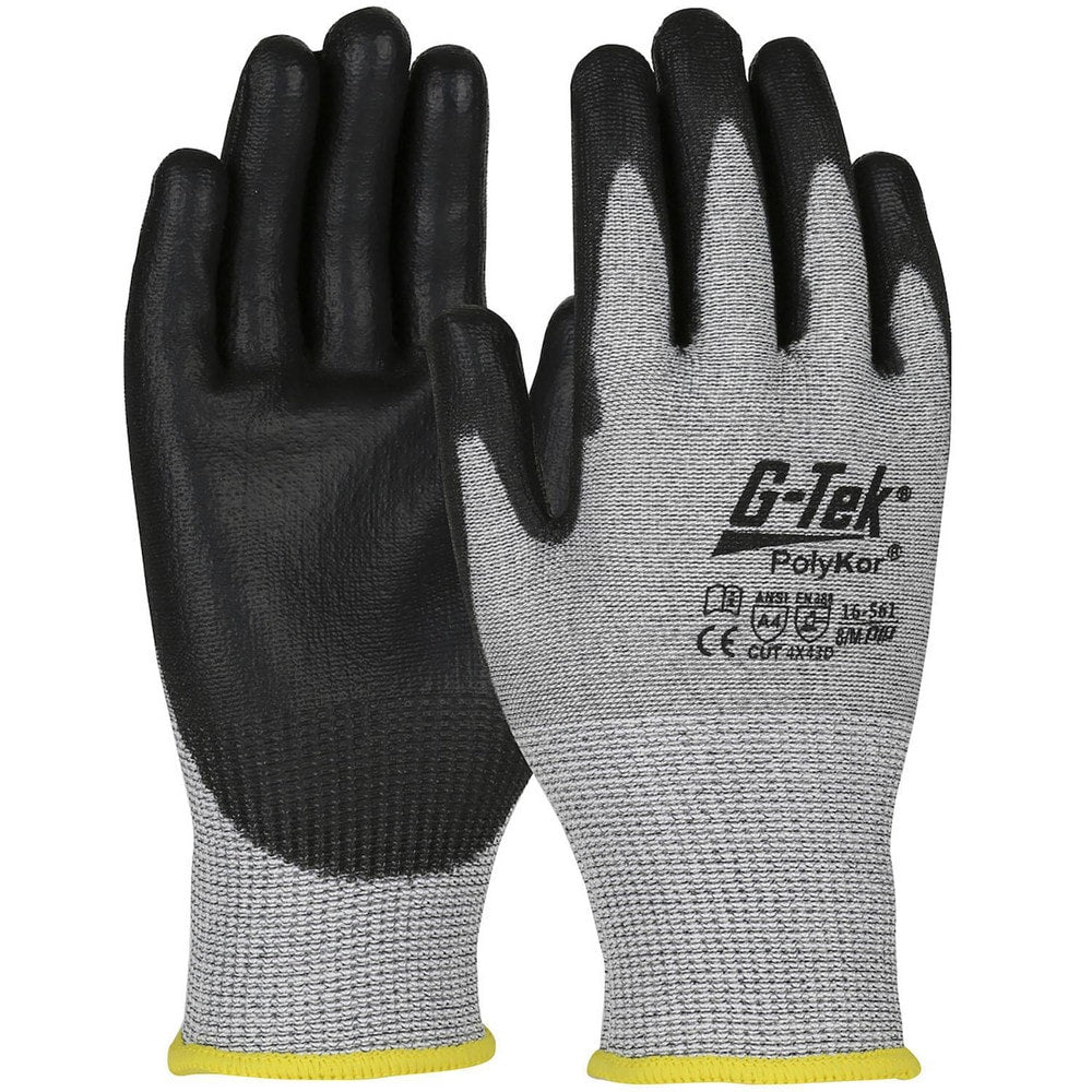 Cut, Puncture & Abrasion-Resistant Gloves: G-Tek 16-561, Size Large, ANSI Cut A4, ANSI Puncture 3, Polyurethane, PolyKor