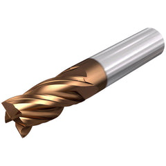 Corner Radius End Mill: 5/8" Dia, 2-1/4" LOC, 0.0150" Radius, 4 Flute, Solid Carbide