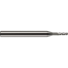 Ball End Mill: 0.50 mm Dia, 0.0600" LOC, 2 Flute, Solid Carbide