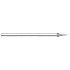 Tapered End Mill: 20 deg Angle per Side, 0.0600" Small Dia, 5/16" LOC, 3 Flute, Tapered End