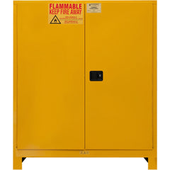 Flammable & Hazardous Storage Cabinets:  120.000 gal Drum, 2.000 Door,  2 Shelf,  Manual Closing,  Safety Yellow