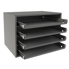 Small bearing slide rack, 4 compartments, gray