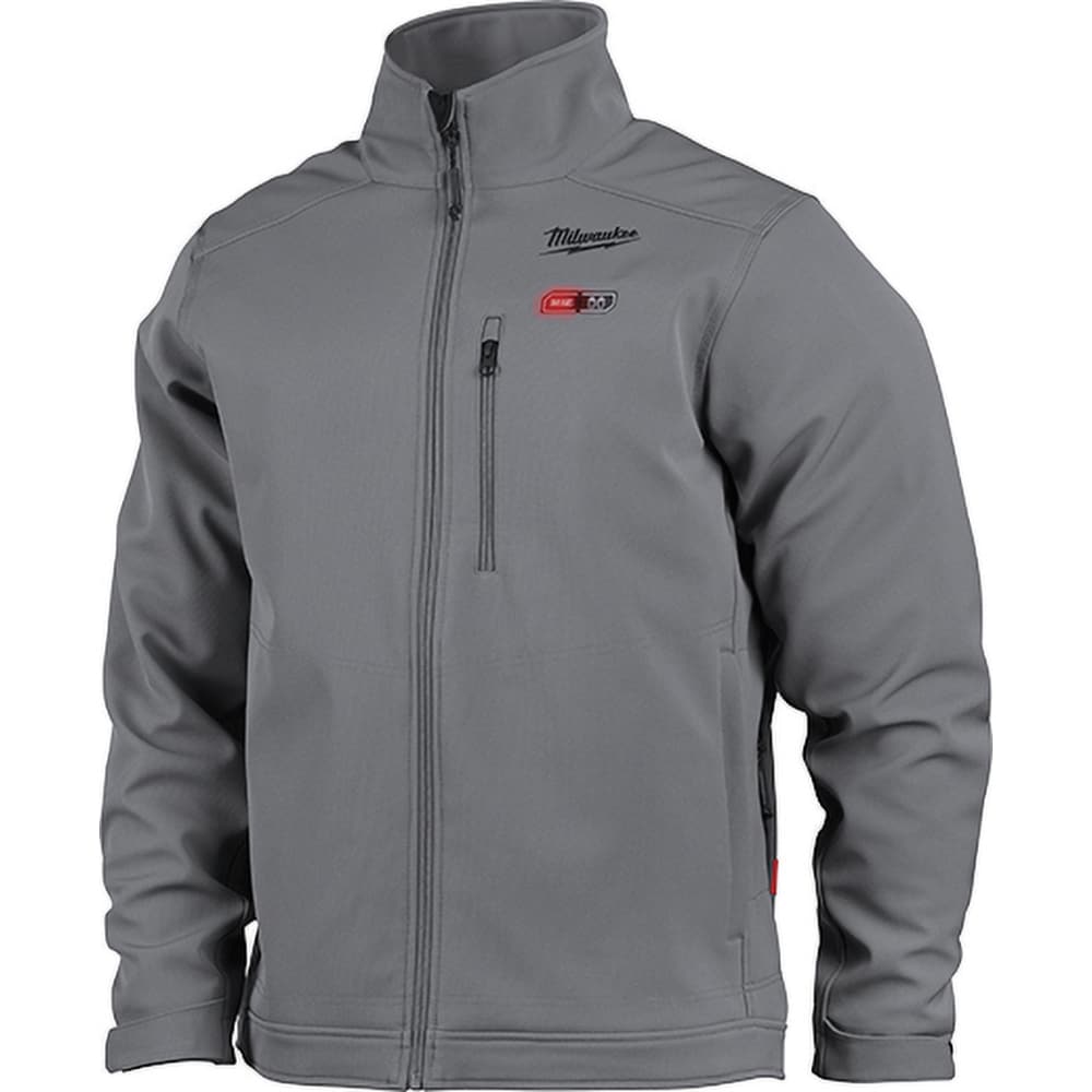 Heated Jacket: Size Large, Gray, Polyester