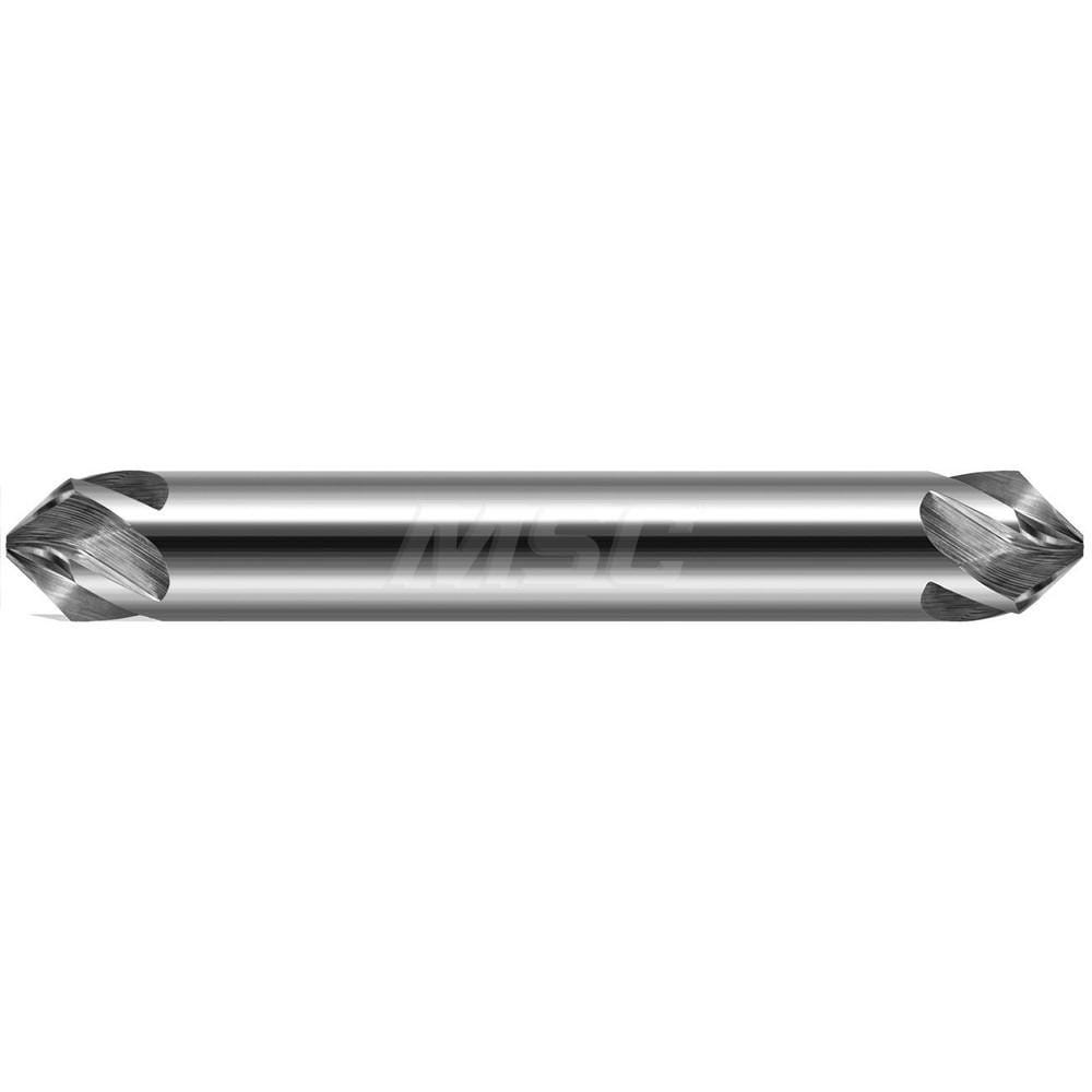 Chamfer Mill: 1/8" Dia, 1/8" Shank Dia, 45.00 deg, 5 Flute, Solid Carbide, Double End