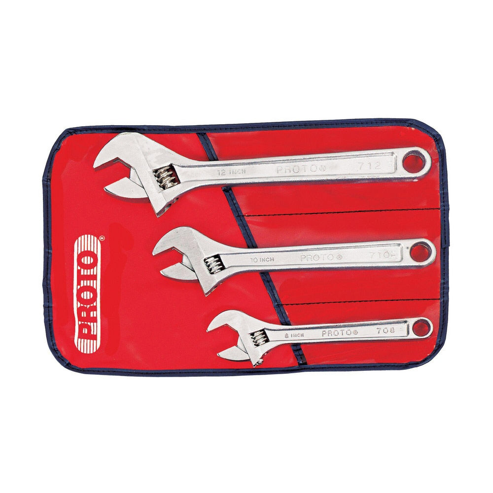 Adjustable Wrench Set: 3 Pc, Inch & Metric