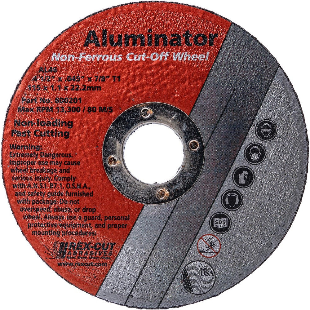 Cutoff Wheel: Type 1, 6" Dia, Aluminum Oxide