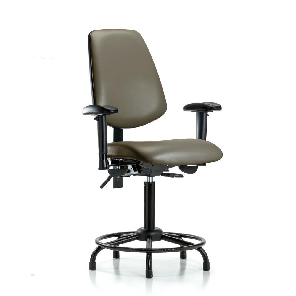 Ergonomic Multifunction Task Chair: Vinyl, 31" Seat Height, Taupe