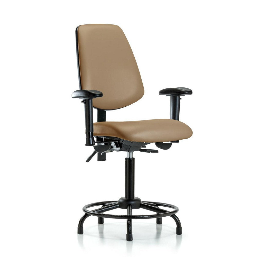 Ergonomic Multifunction Task Chair: Vinyl, 31" Seat Height, Taupe