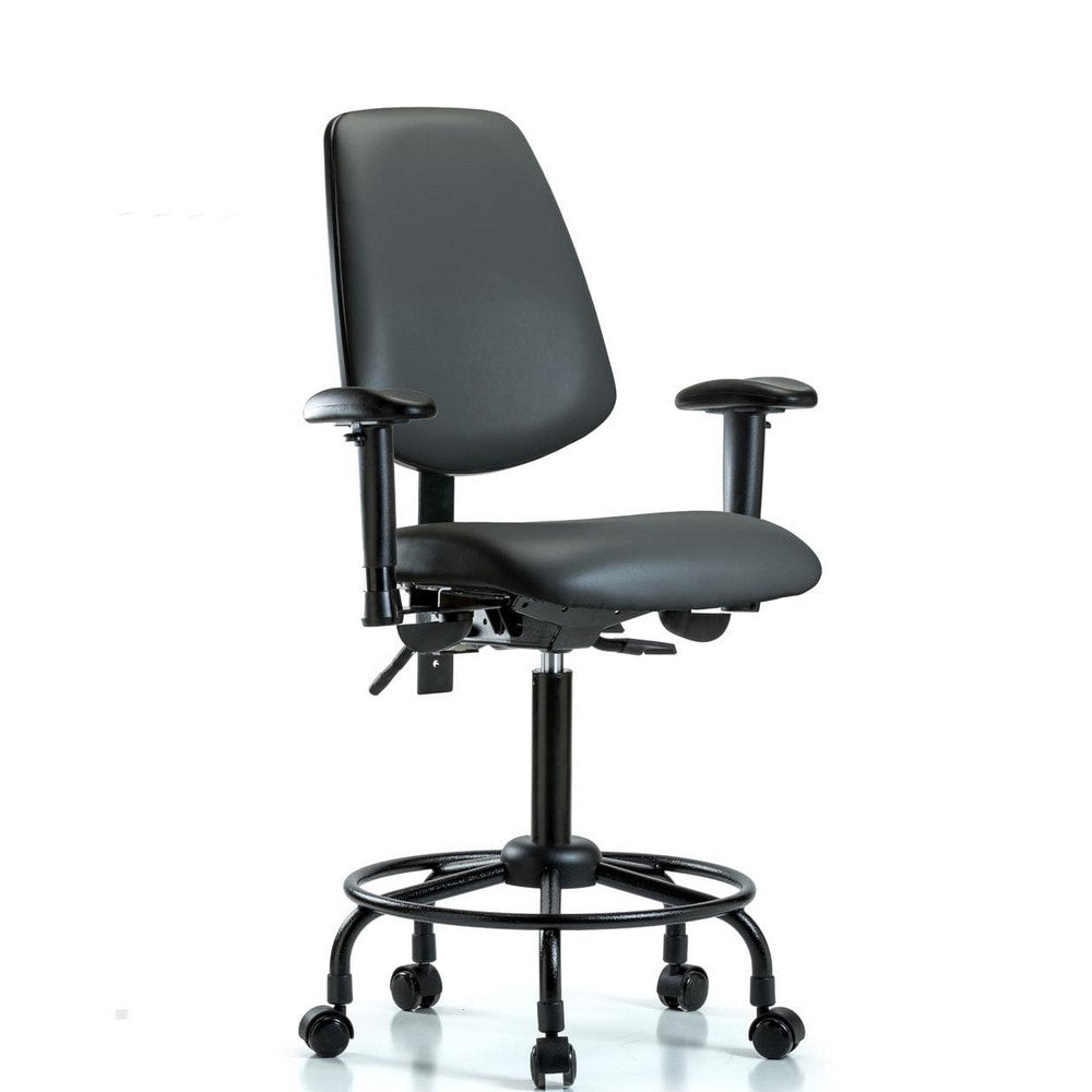 Ergonomic Multifunction Task Chair: Vinyl, 33" Seat Height, Carbon