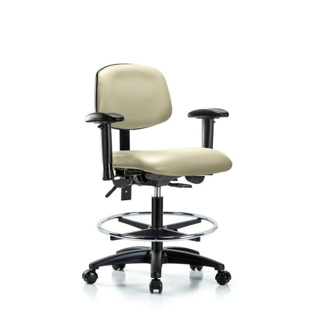 Ergonomic Multifunction Task Chair: Vinyl, 28-1/4" Seat Height, Adobe White