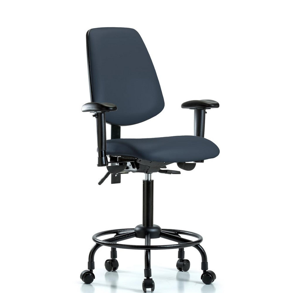 Ergonomic Multifunction Task Chair: Vinyl, 33" Seat Height, Imperial Blue