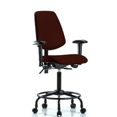 Ergonomic Multifunction Task Chair: Vinyl, 33" Seat Height, Burgundy