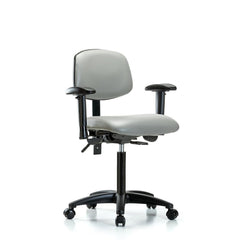 Ergonomic Multifunction Task Chair: Vinyl, 28-1/4" Seat Height, Dove Gray