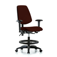 Ergonomic Multifunction Task Chair: Vinyl, 28-1/2" Seat Height, Burgundy