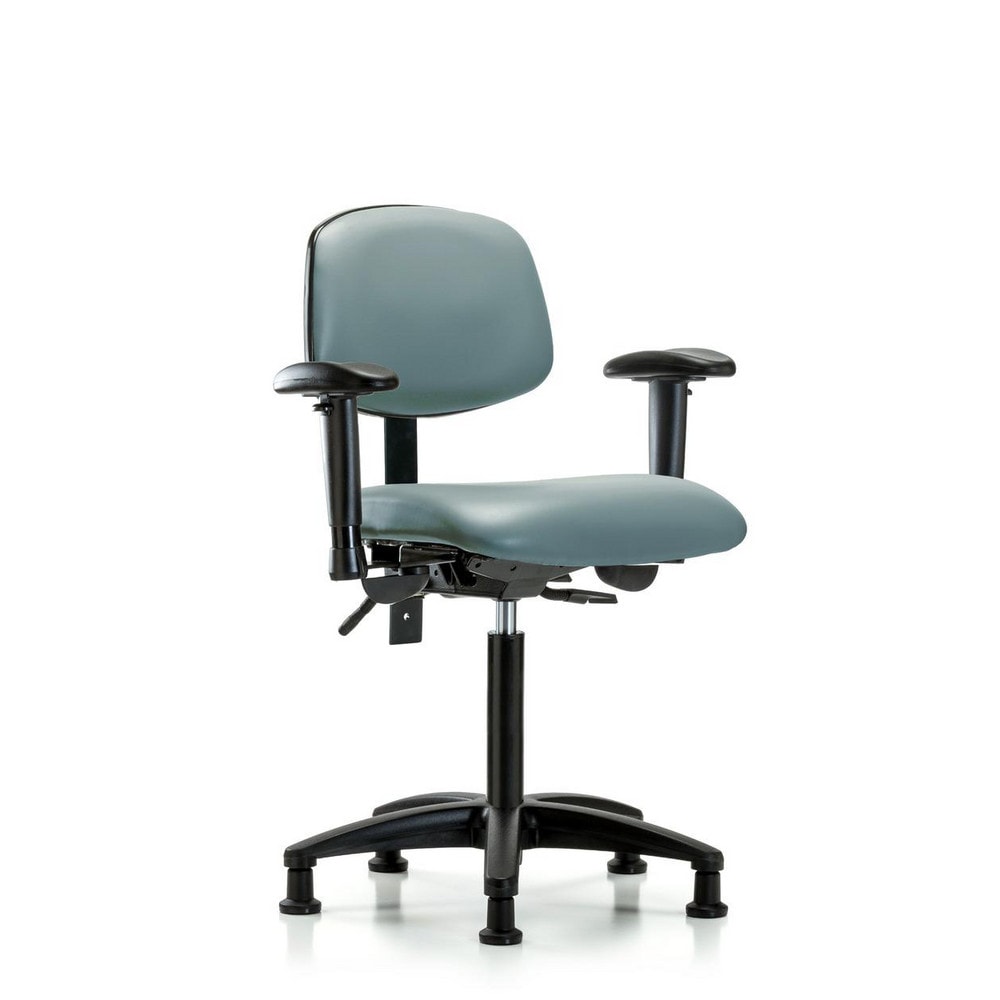 Ergonomic Multifunction Task Chair: Vinyl, 28-1/4" Seat Height, Storm