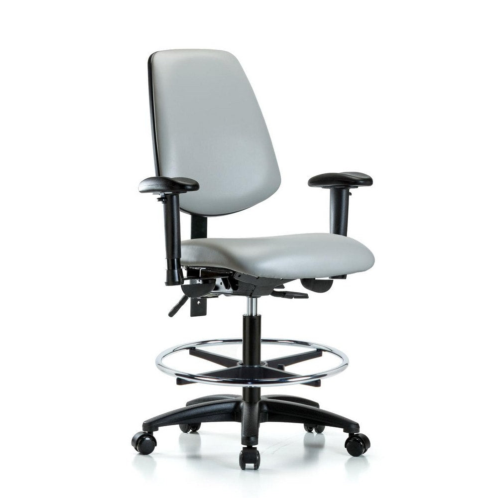 Ergonomic Multifunction Task Chair: Vinyl, 28-1/2" Seat Height, Dove Gray